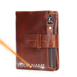 2021 Men's Short Wallet Leather Zipper High Photo Holder Male Wallet
