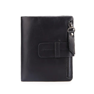 2021 Men's Short Wallet Leather Zipper High Photo Holder Male Wallet