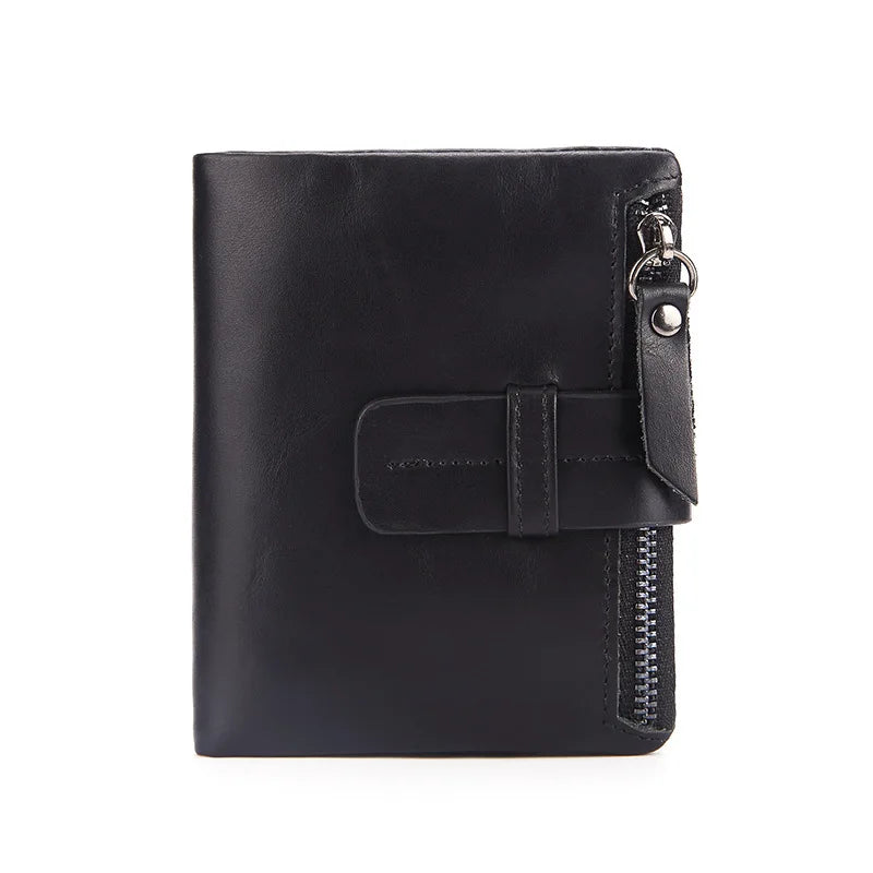 2021 Men's Short Wallet Leather Zipper High Photo Holder Male Wallet
