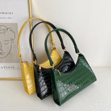 2021 Crocodile Pattern Leather Women's Shoulder Handbag