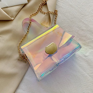 2021 Women's Transparent Small Square Bag PVC Shoulder Bag Sweet Lady Bag