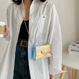 2021 Women's Transparent Small Square Bag PVC Shoulder Bag Sweet Lady Bag