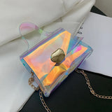 2021 Women's Transparent Small Square Bag PVC Shoulder Bag Sweet Lady Bag