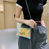 2021 Women's Transparent Small Square Bag PVC Shoulder Bag Sweet Lady Bag
