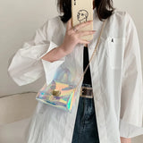 2021 Women's Transparent Small Square Bag PVC Shoulder Bag Sweet Lady Bag