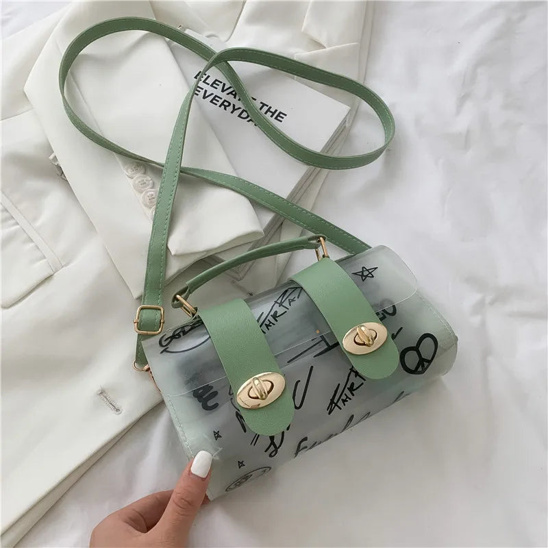 2021Summer Women's Transparent Square Sling Bag PVC Shoulder Bag