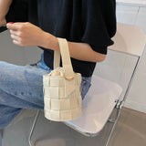2021Woven Women's Bucket Bag Shoulder Bag PU Leather Crossbody Bag Toth Bag