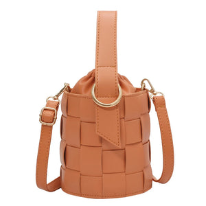 2021Woven Women's Bucket Bag Shoulder Bag PU Leather Crossbody Bag Toth Bag