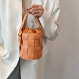 2021Woven Women's Bucket Bag Shoulder Bag PU Leather Crossbody Bag Toth Bag