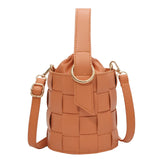 2021Woven Women's Bucket Bag Shoulder Bag PU Leather Crossbody Bag Toth Bag