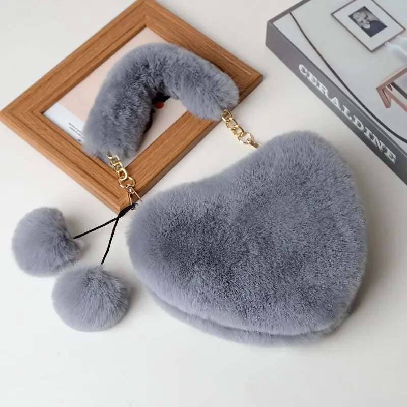 2021 Plush Heart-Shaped Bag Love Bag Heart Shaped Plush Hair Band