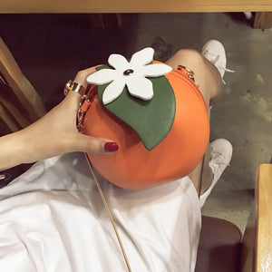 Orange Small Chain Messenger Bag for Women