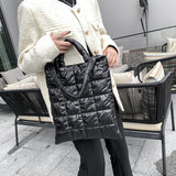 2021 Women's Quilted Shoulder Bag for Winter, Large Capacity Nylon Tote