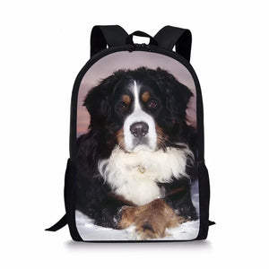 3D Dog Backpack for Teenage Girls School Shoulder Bag