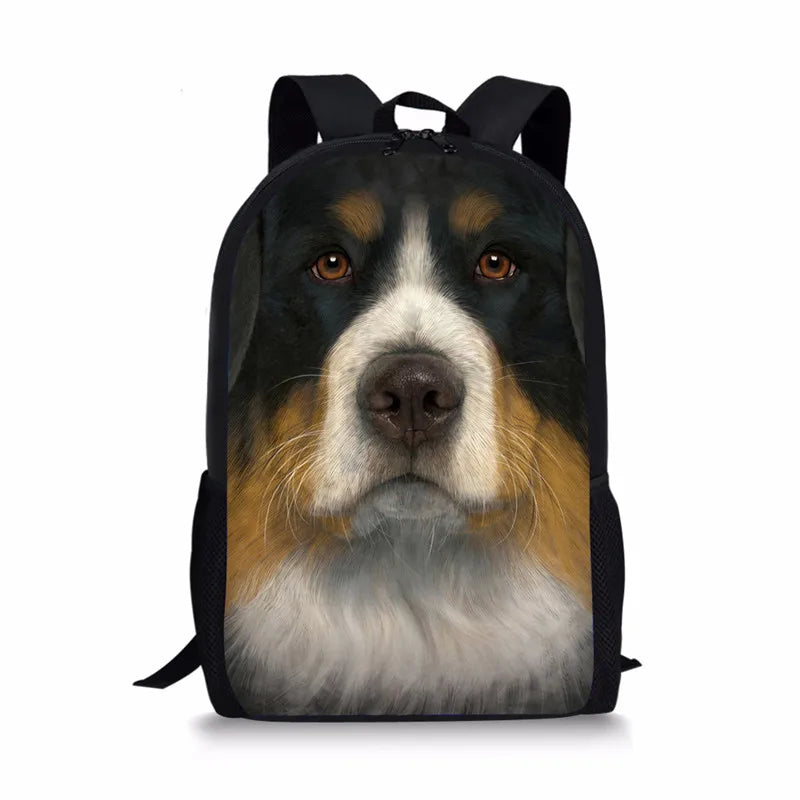 3D Dog Backpack for Teenage Girls School Shoulder Bag