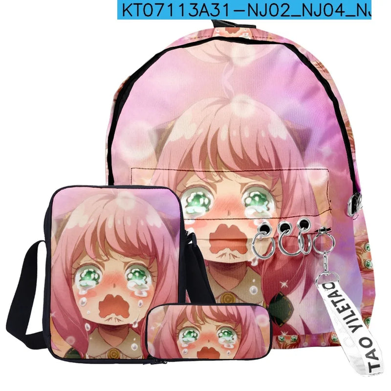 Anime Spy X Family Backpack Set for Students Boys Girls Schoolbag