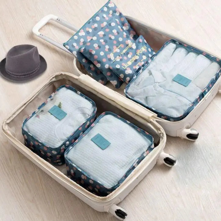 6PCS/Set Travel Mesh Bag Luggage Organizer Packing Cube Organiser LB506