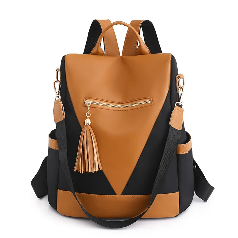 Anti-theft Backpack Women's Tassel Vintage Nylon Fabric Backpack