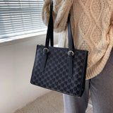 April Grid Shoulder Bag Women High Big Handbag Brown Tote Bag Large Capacity