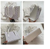 April Grid Shoulder Bag Women High Big Handbag Brown Tote Bag Large Capacity