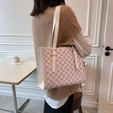 April Grid Shoulder Bag Women High Big Handbag Brown Tote Bag Large Capacity