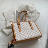 April Grid Shoulder Bag Women High Big Handbag Brown Tote Bag Large Capacity