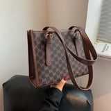 April Grid Shoulder Bag Women High Big Handbag Brown Tote Bag Large Capacity