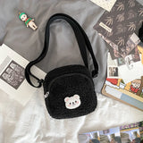 Autumn Winter Bear Messenger Bag Women Plush Mobile Phone Bag