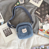 Autumn Winter Bear Messenger Bag Women Plush Mobile Phone Bag