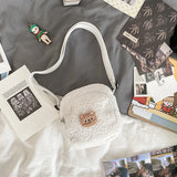 Autumn Winter Bear Messenger Bag Women Plush Mobile Phone Bag