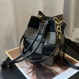 Autumn Winter Women Bags Retro Messenger Bag Woven Bucket Shoulder Bag
