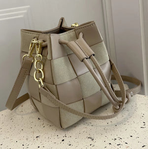 Autumn Winter Women Bags Retro Messenger Bag Woven Bucket Shoulder Bag