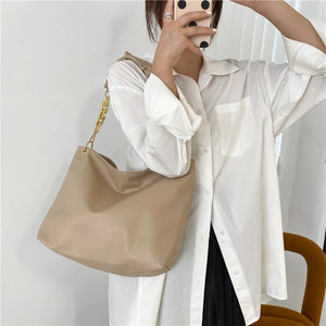 Autumn Lady Shoulder Bag Large Capacity Bucket Bag Casual Solid Handbag Crossbod