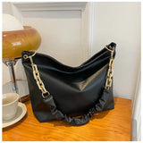 Autumn Lady Shoulder Bag Large Capacity Bucket Bag Casual Solid Handbag Crossbod