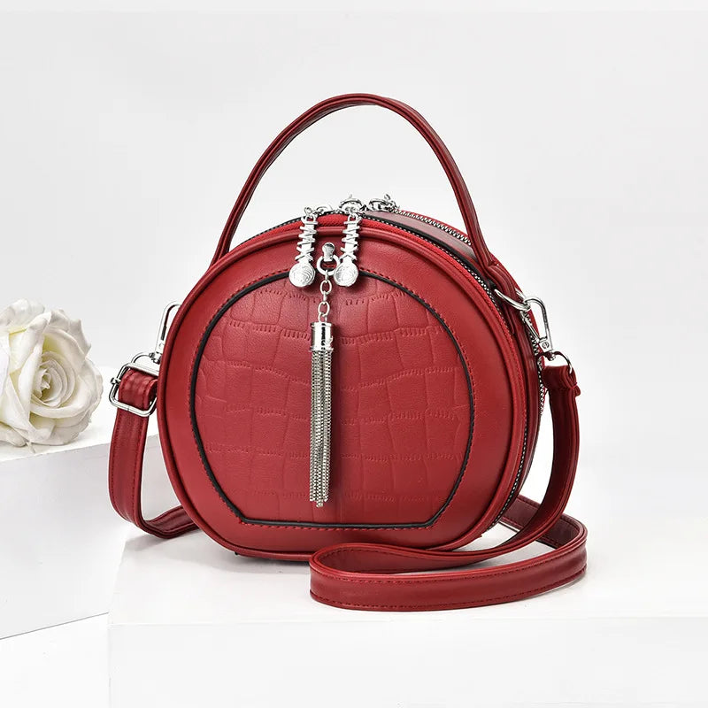 Autumn Handbag Women's Shoulder PU Small Round Bag