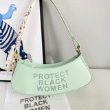 Autumn Female Crescent Bag Printed Letter Shoulder Bag Women Purse Handbags
