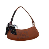 Autumn Female Crescent Bag Printed Letter Shoulder Bag Women Purse Handbags