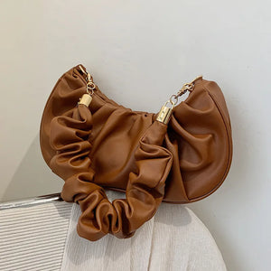 Autumn Folds Pu Leather Shoulder Bag for Women Chain Handbag