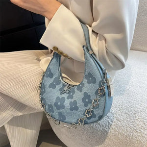 Autumn Ladies Handbags Casual Polyester Crescent Bag Chain Shoulder Bag