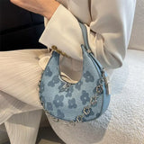 Autumn Ladies Handbags Casual Polyester Crescent Bag Chain Shoulder Bag