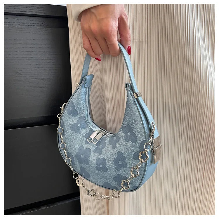Autumn Ladies Handbags Casual Polyester Crescent Bag Chain Shoulder Bag