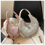 Autumn Ladies Handbags Casual Polyester Crescent Bag Chain Shoulder Bag