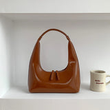 Autumn Women's Leather Underarm Bag Bright Handbag and Purse