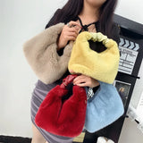 Autumn Winter Mink Fur Handle Bags Phone Cosmetics Single Shoulder Messenger Bag