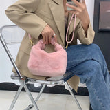 Autumn Winter Mink Fur Handle Bags Phone Cosmetics Single Shoulder Messenger Bag
