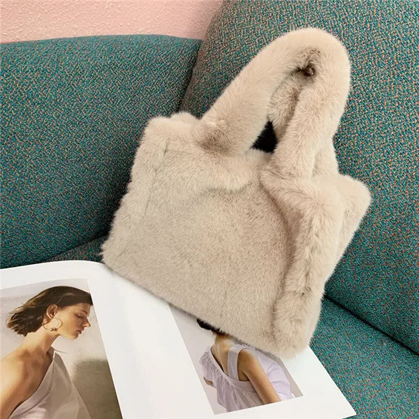Autumn/Winter Women's High Fur Plush Tote Bag