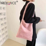 Plush Fluffy Fur Shoulder Bag Large Capacity Girls School Tote for Travel Work