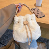Winter Bucket Shoulder Bag Faux Fur Large Capacity Fluffy