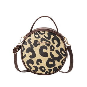Leopard Print Messenger Round Bag for Women