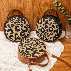 Leopard Print Messenger Round Bag for Women